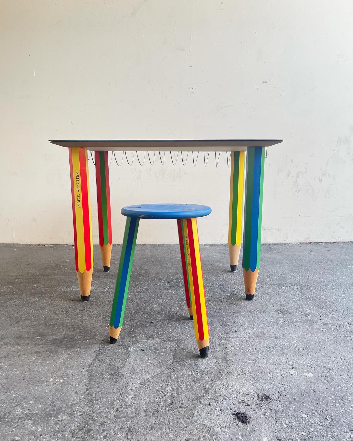 Clairefontaine desk and stool by Pierre Sala for Chambon c.1984.