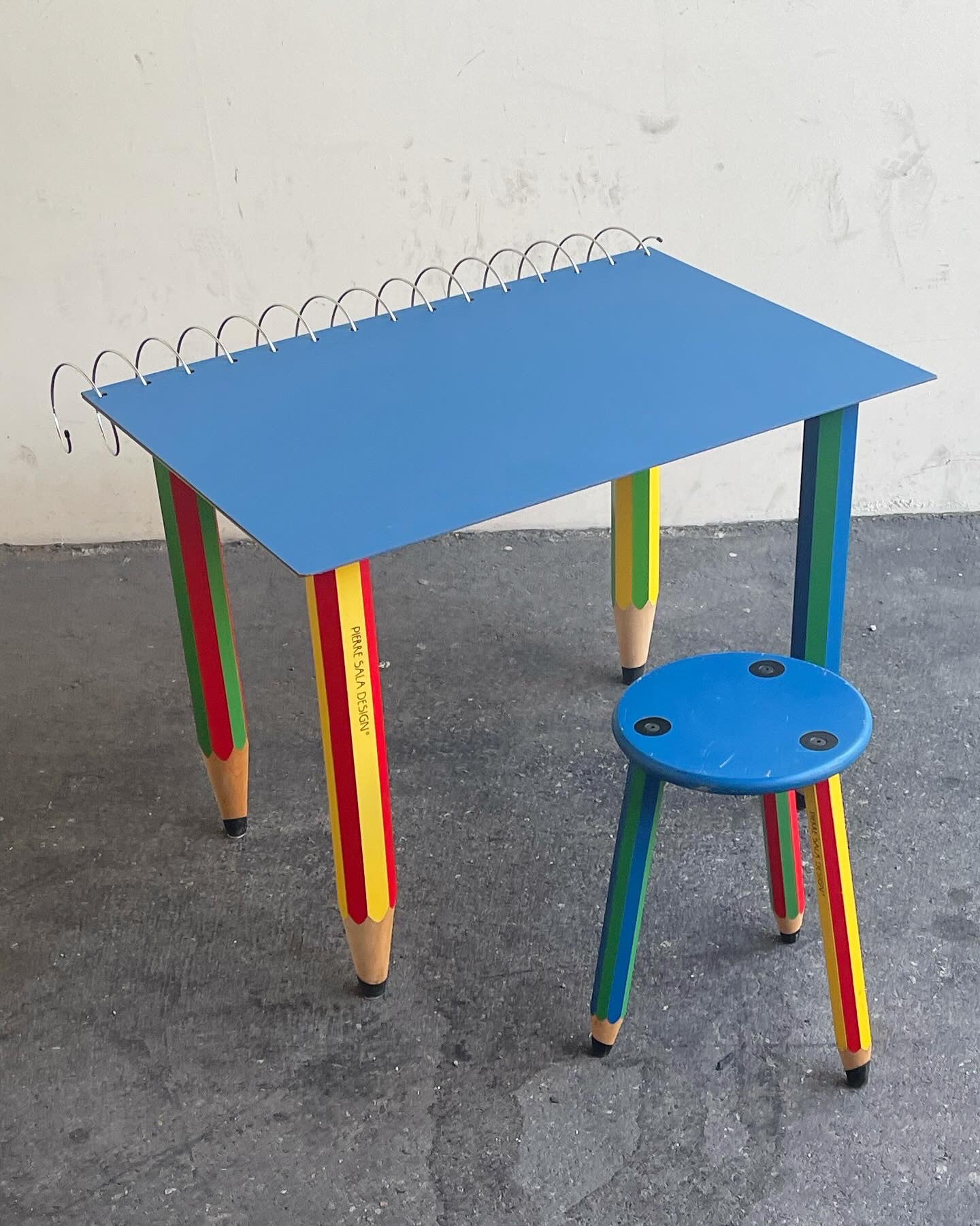 Clairefontaine desk and stool by Pierre Sala for Chambon c.1984.